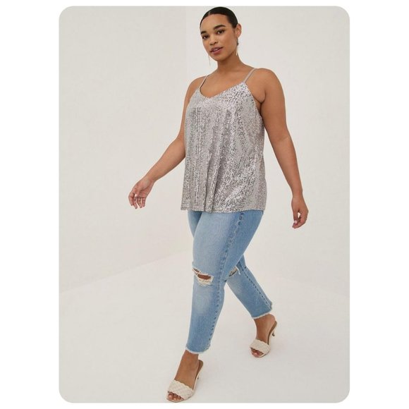 Torrid Silver Sequin Tank Top - Picture 2 of 8